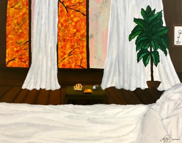 Painting titled "Matin d’Automne" by Aziza Siankam, Original Artwork, Acrylic