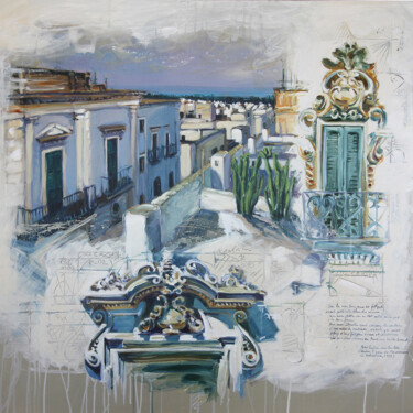 Painting titled "PUGLIA 12" by Sandrine Blondel, Original Artwork, Acrylic Mounted on Wood Stretcher frame