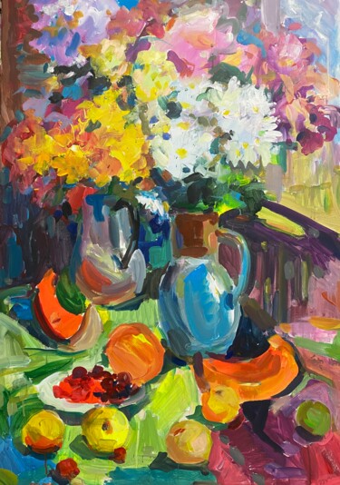 Peinture intitulée "Country still life" par Iuliia Abramoshvili, Œuvre d'art originale, Acrylique