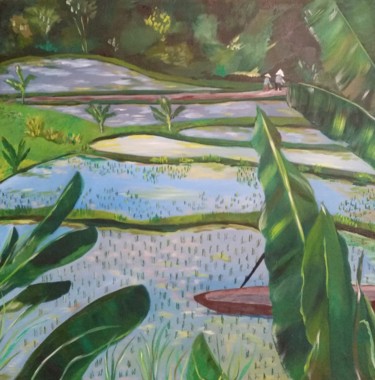 Peinture intitulée "Le retour" par Evelyne Michel, Œuvre d'art originale, Huile