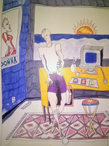 Drawing titled "south beach madonna…" by Robert Witherspoon, Original Artwork, Ink