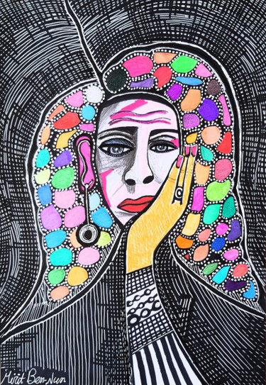 Out of this world portraits by Mirit Ben-Nun israeli artist 绘画 标题为“Out of this world p…” 由Mirit Ben-Nun, 原创艺术品, 墨