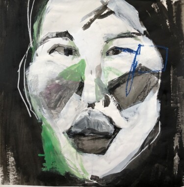 La tibétaine Peinture intitulée "La tibétaine" par Christiane Sottile, Œuvre d'art originale, Acrylique