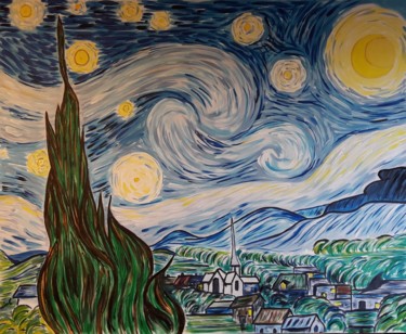 La nuit étoilée Painting titled "La nuit étoilée" by Jean Philippe Dufau, Original Artwork, Acrylic