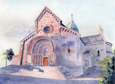 绘画 标题为“Duomo di san Ciriaco” 由Luigi Giammattei, 原创艺术品, 水彩