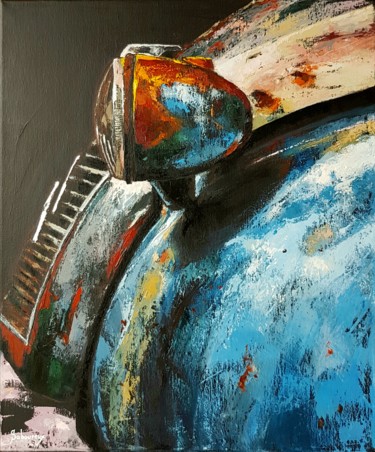 Malerei mit dem Titel "La deudeuche" von Corinne Saboureux, Original-Kunstwerk, Öl