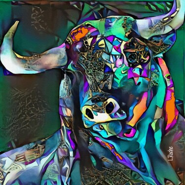 Feria de Octubre - Bull, 60x60 cm - Mix media