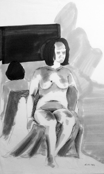 Femme nue assise sur un drap 图画 标题为“Femme nue assise su…” 由Maria Iacuzzi (SIMPLE ART), 原创艺术品, 标记