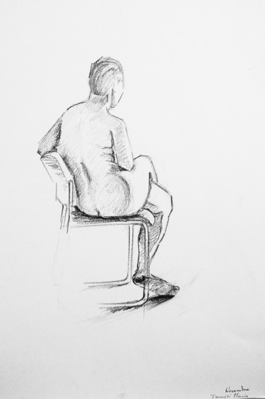 Dessin intitulée "Femme nue assise su…" par Maria Iacuzzi (SIMPLE ART), Œuvre d'art originale, Crayon
