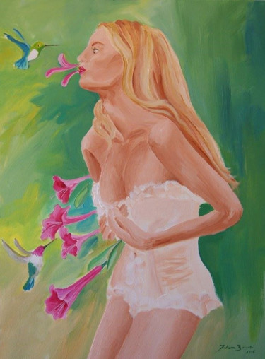 Pintura intitulada "Kolibri" por Juliana Birrento, Obras de arte originais, Acrílico