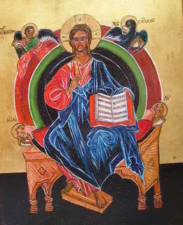 Schilderij getiteld "Icone de Jesus" door Wadislava Dedoncker (Wadis), Origineel Kunstwerk