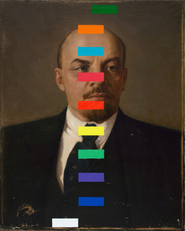 Oleksandr Balbyshev "Lenin With A Color Test" Painting titled "Oleksandr Balbyshev…" by Oleksandr Balbyshev, Original Artwork, Oil Mounted on Wood Stretcher frame