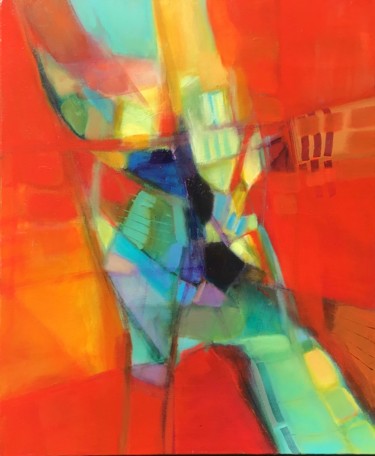 Schilderij getiteld "Mouvances colorées" door Jacqueline Flumian, Origineel Kunstwerk, Olie