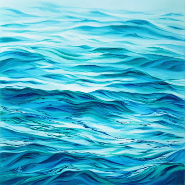 Seascape view and waves - Original watercolor painting Painting titled "Seascape view and w…" by Svetlana Lileeva, Original Artwork, Watercolor