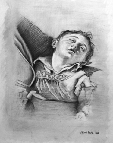 L'enfant endormi Dessin intitulée "L'enfant endormi" par Maria Iacuzzi (SIMPLE ART), Œuvre d'art originale, Fusain