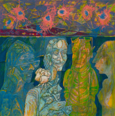 Painting titled "Аромат женщины. Бел…" by Viktor Chumachenko, Original Artwork, Acrylic