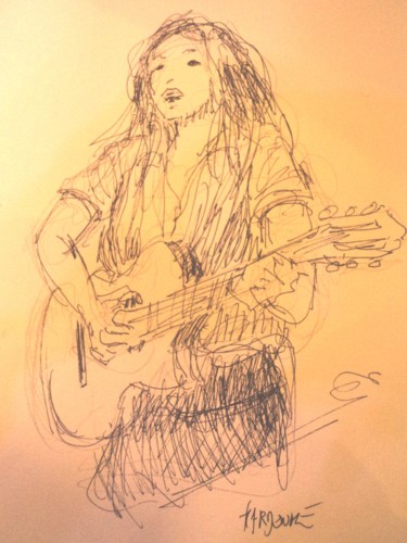 Dessin intitulée "singing" par Claude Hardenne, Œuvre d'art originale, Encre