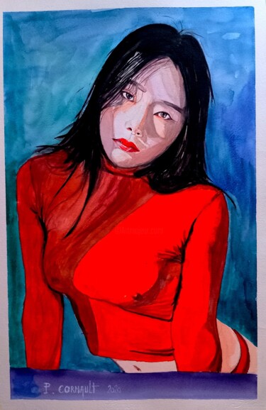 Peinture intitulée "Piamodel" par Philippe Cormault, Œuvre d'art originale, Aquarelle