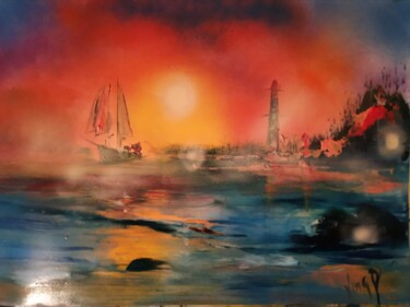 Peinture intitulée "Brouillard de lumie…" par Pascal Jung, Œuvre d'art originale, Huile Monté sur Châssis en bois