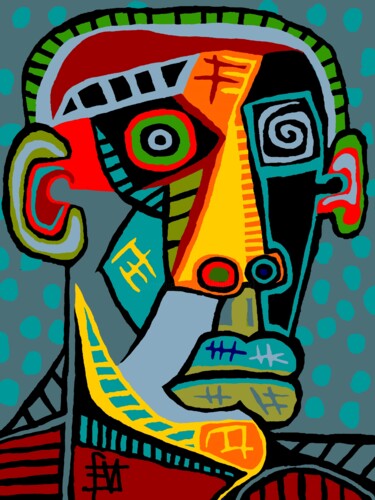 Digitale Kunst getiteld "Gueule colorée" door Franck Vidal, Origineel Kunstwerk, Digitaal Schilderwerk