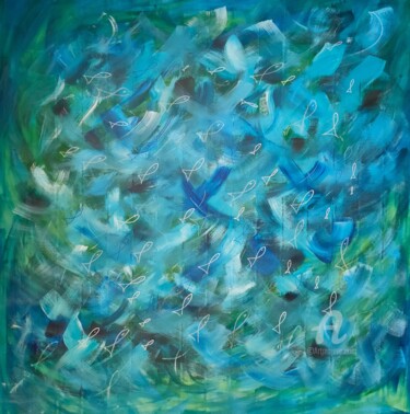 Painting titled "DEEP SEA XL canvas" by Anastasia Vasilyeva, Original Artwork, Acrylic