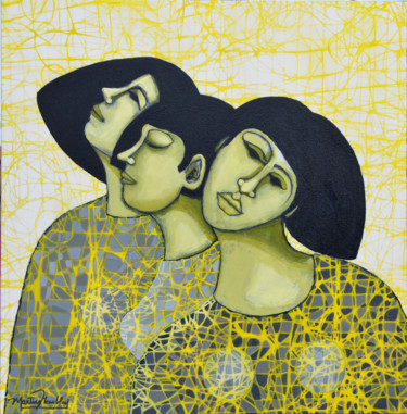 TISSÉ SERRÉ Painting titled "TISSÉ SERRÉ" by Martine Tremblay Artiste Peintre, Original Artwork, Acrylic Mounted on Wood Stretcher frame