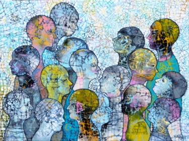 LA SOCIABILITÉ Painting titled "LA SOCIABILITÉ" by Martine Tremblay Artiste Peintre, Original Artwork, Acrylic Mounted on Wood Stretcher fr…