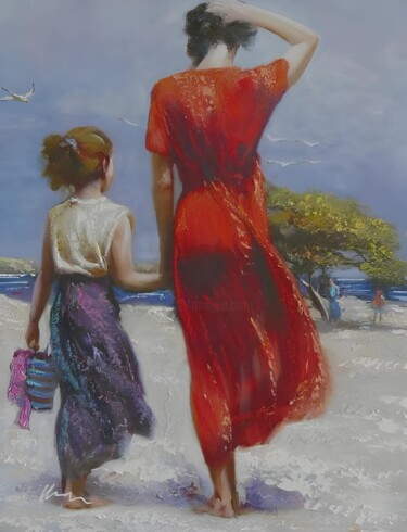Mother and daughter acrylic painting on canvas 绘画 标题为“Mother and daughter…” 由Filip Petrovic, 原创艺术品, 丙烯