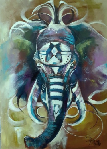 Peinture intitulée "ELEPHANT" par Sonja Brzak, Œuvre d'art originale, Huile
