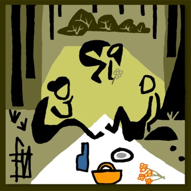 Arts numériques intitulée "le déjeuner sur l'h…" par Franck Vidal, Œuvre d'art originale, Peinture numérique