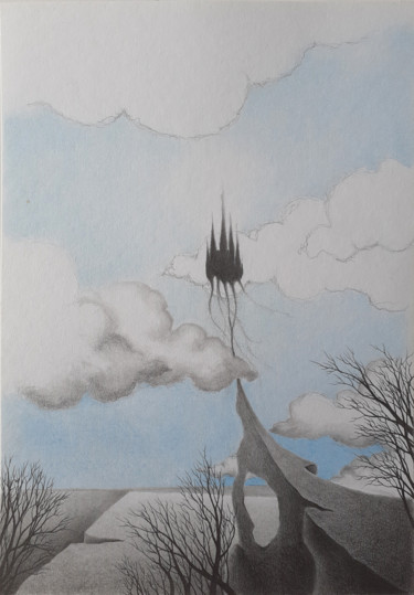 Disegno intitolato "Le château fantôme" da Moa, Opera d'arte originale, Matita