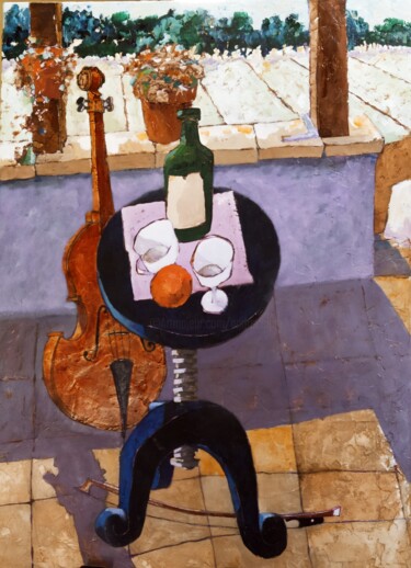 Peinture intitulée "Apéro musical" par André Colpin, Œuvre d'art originale, Huile