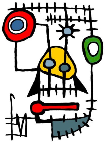 Arts numériques intitulée "portrait Tinguelyen" par Franck Vidal, Œuvre d'art originale, Peinture numérique