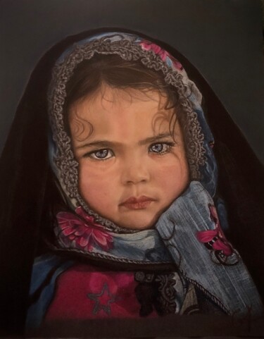 Dessin intitulée "Petite fille Russe" par Jess.C.Art, Œuvre d'art originale, Pastel Monté sur Verre