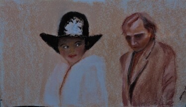 Peinture intitulée "IL ME SUIT" par Jacqueline Claux (Jaklinclo), Œuvre d'art originale, Pastel