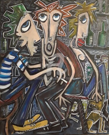 Malerei mit dem Titel "Au bout de la nuit" von Caroline Cavalier, Original-Kunstwerk, Acryl