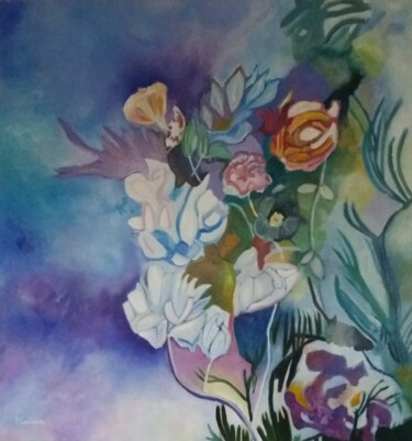 Peinture intitulée "Harmonie du soir1" par Pascale Coutoux, Œuvre d'art originale, Huile
