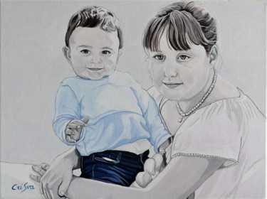 Peinture intitulée "Ellie et Lilou" par Christelle Vaesken, Œuvre d'art originale, Acrylique