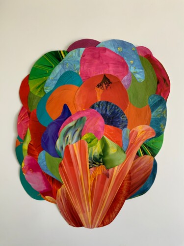 Collages intitulée "Eclosion" par Catherine Jaq, Œuvre d'art originale, Collages