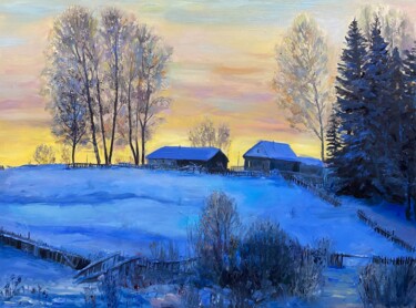 Peinture intitulée "Winter evening" par Iuliia Abramoshvili, Œuvre d'art originale, Huile