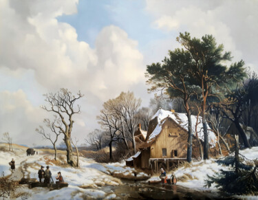 绘画 标题为“Winter landschap” 由Zapta, 原创艺术品, 油 安装在木质担架架上