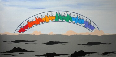 Peinture intitulée "Arc en ciel en voil…" par Nyls  Eliot, Œuvre d'art originale, Acrylique
