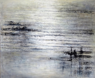 "Au fil de l'eau" semi abstrait acrylique châssis lin Pittura intitolato ""Au fil de l'eau" s…" da Emmanuelle Vroelant, Opera d'arte originale, Acrilico
