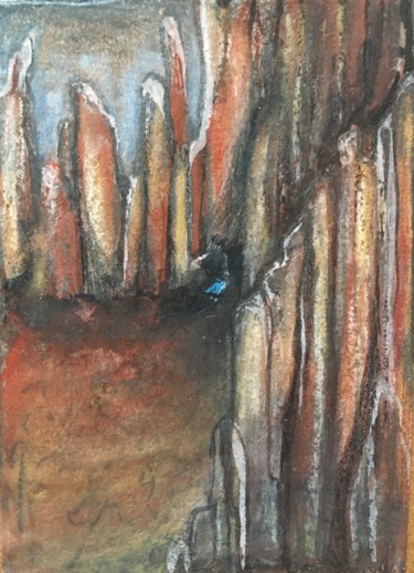 Dessin intitulée "Désert orange" par Victoria, Œuvre d'art originale, Pastel