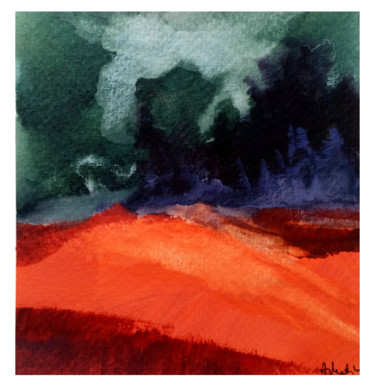 绘画 标题为“Orange green” 由Alina Matykiewicz, 原创艺术品, 水彩