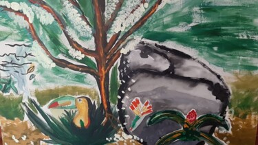 Schilderij getiteld "Natureza -tucano" door Isabella Mazzeo, Origineel Kunstwerk, Acryl