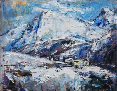 제목이 "Snow in the Alps"인 미술작품 Misha Sydorenko로, 원작, 기름 나무 들것 프레임에 장착됨