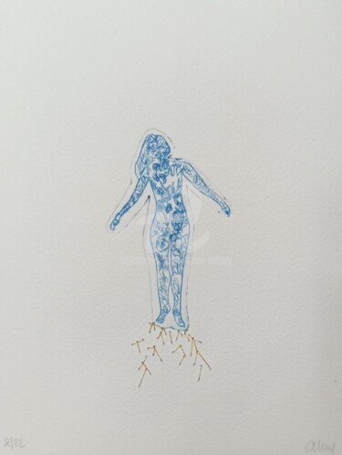 印花与版画 标题为“Gravure Femme végét…” 由Anne Maury, 原创艺术品, 雕刻