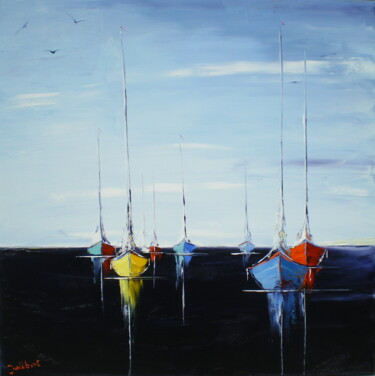Mer calme (80x80 cm) Peinture intitulée "Mer calme (80x80 cm)" par Francis Jalibert, Œuvre d'art originale, Huile