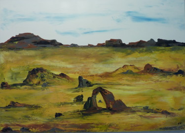 Painting titled "Désert jaune" by Eric Taboureau (Donekk), Original Artwork, Acrylic